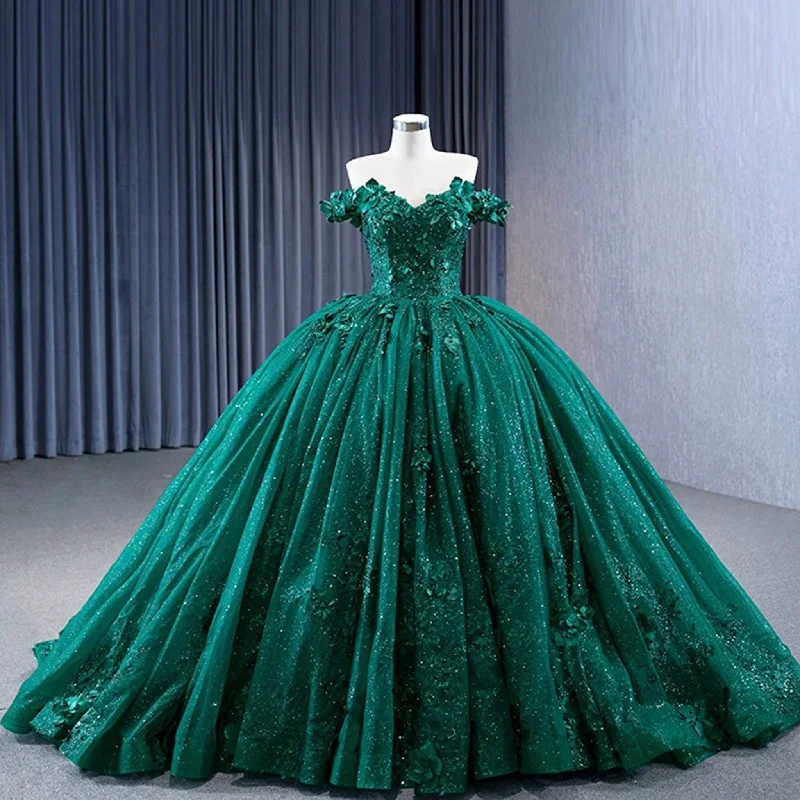 Women Apparel Spring Green Ball Gown Quinceanera Dress with Off the Shoulder