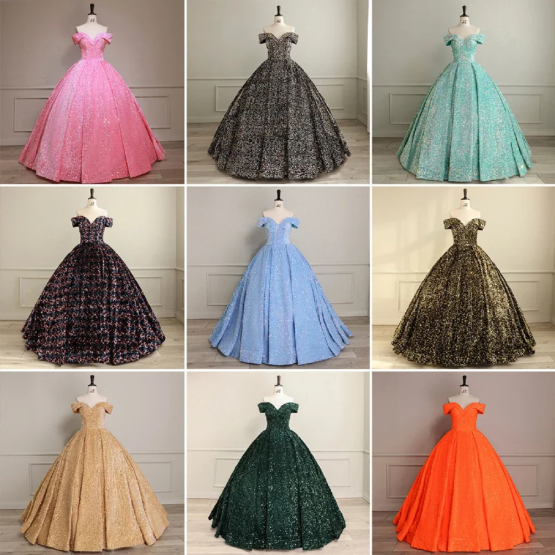 Sales Clothes Off Shoulder V Neckline Sparkly Quinceanera Ball Gown