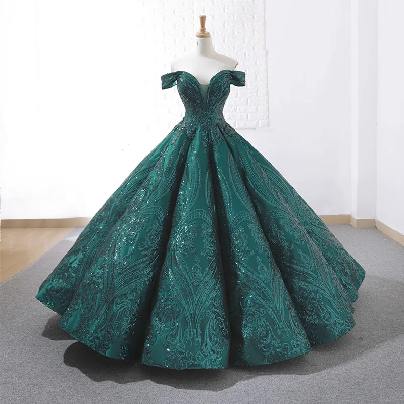 Women's Clothing Online Sale Elegant Off The Shoulder Sequin Ball Gown Sparky Quinceanera Dress