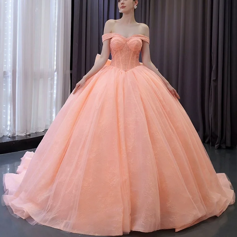 Fashion Women's Clothing luxury Off-the-Shoulder Quinceanera Dress Pink Ball Gown Formal Gown