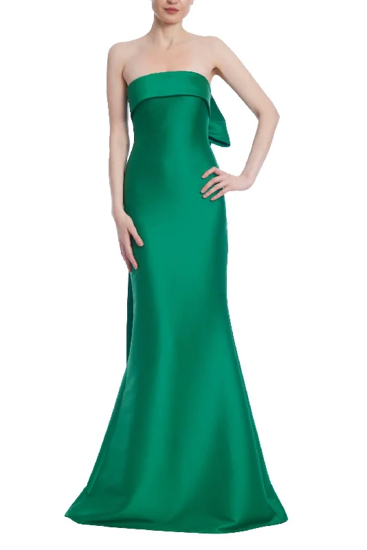 Affordable Trendy Clothes For Women Bow Back Gown Dress In Emerald