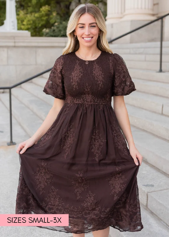 Your Favorite Fashion Pieces Now At Lower Prices Alyanna Brown Embroidered Dress