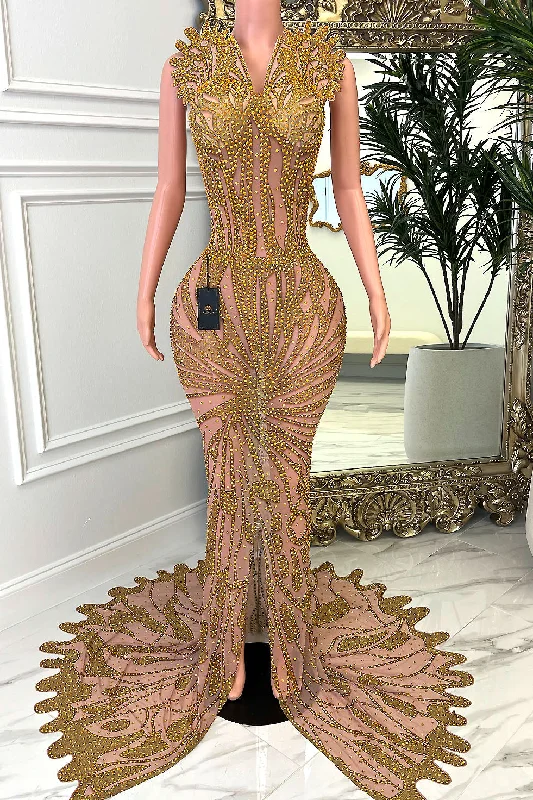 Clearance Sale Crowned Gold Dress (Ready to Ship)