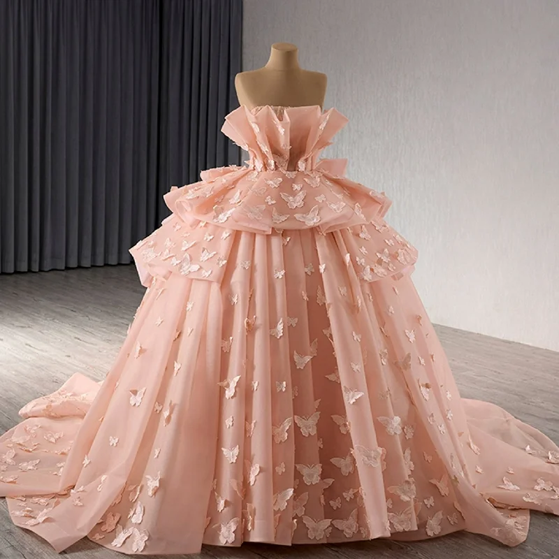 Outfits Ideas Handmade 3D Butterfly Quinceanera Dress Ball Gown with Ruffle