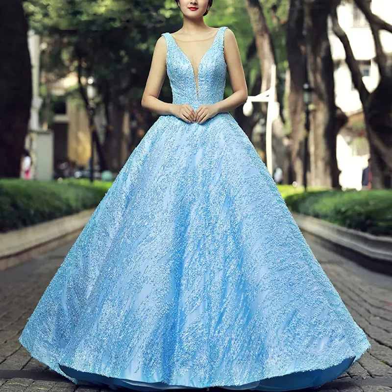 Extreme Clearance Deals Sky Blue V Neck Quince Dress Quinceanera Gown