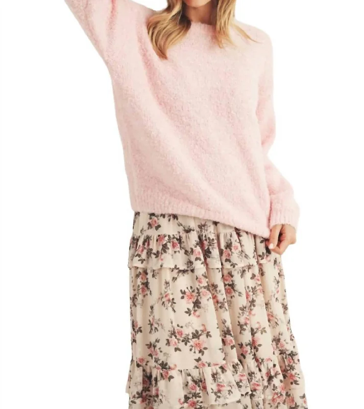 Women's Office Attire Fuzzy Sweater In Pink