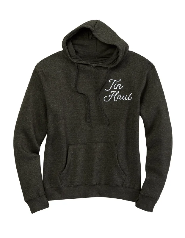 Women Clothing Tin Haul Womens Script on Left Chest Graphite Cotton Blend Hoodie