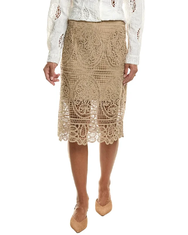 Charming Women's Outfit For Special Occasions Elie Tahari Lace Silk-Trim Skirt