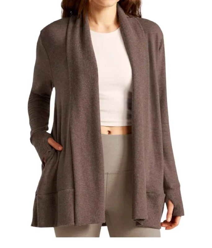 Elegant Women's Fashion Soften Up Cardigan In Truffle Heather