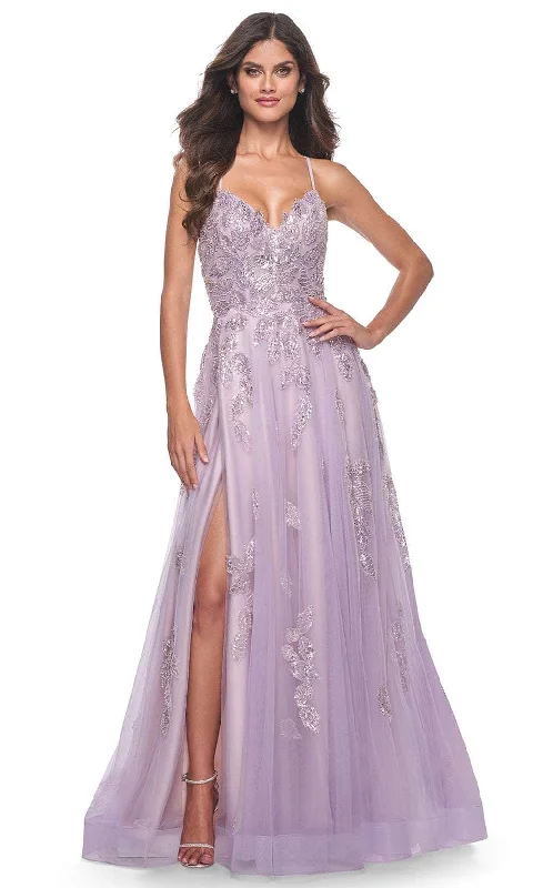 Women's Clothing With Trendy Designs La Femme 32090 - Embellished Tulle A-Line Prom Gown