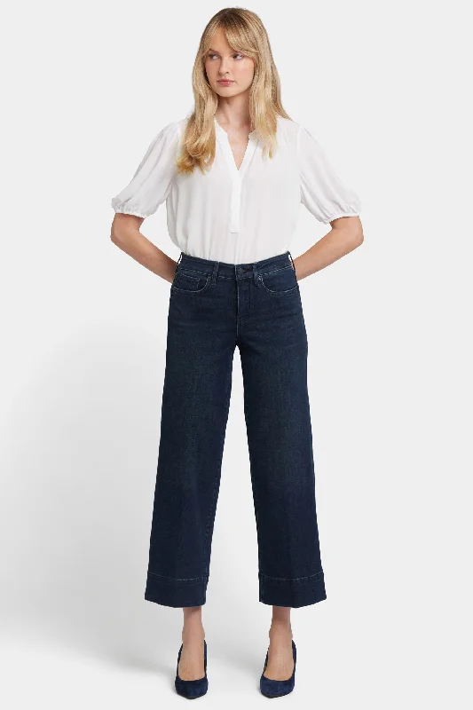 Versatile Women's Fashion Teresa Wide Leg Ankle Jeans In Petite - Obsidian Blue