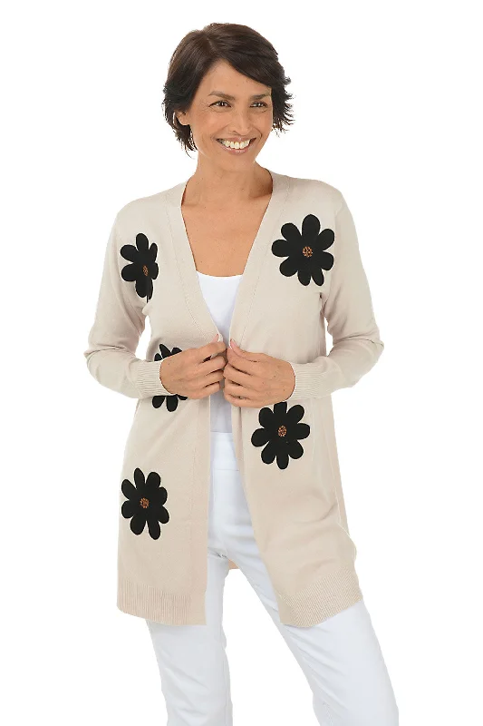 Women's Clothes for All-Day Comfort and Style Winter White Felted Daisies Duster Cardigan