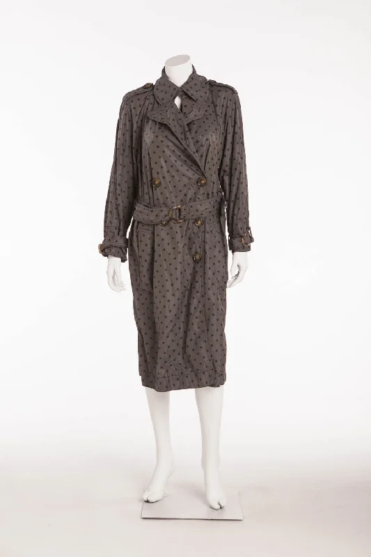 Discount Price Sonia Rykiel - Gray & Black Polka Dot Trench Coat - S