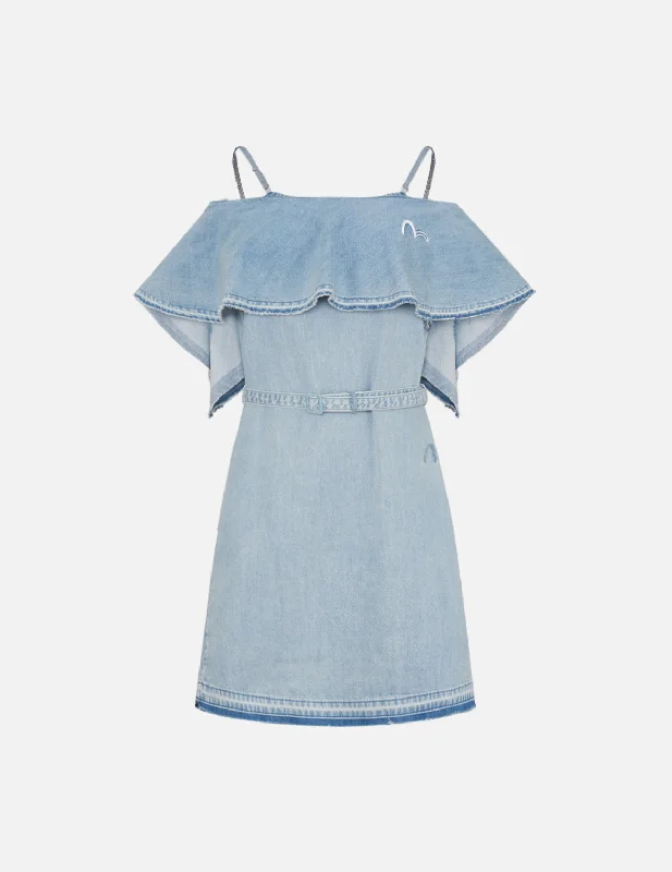 Best Online Boutiques Two Way Cold Shoulder Denim Dress