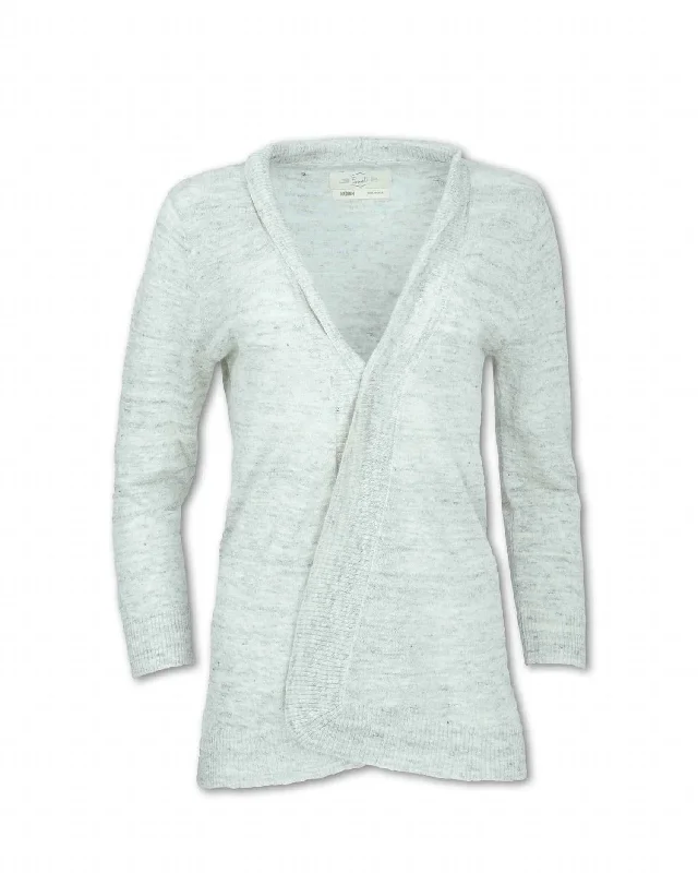 Stylish Everyday Clothing Women's Heathered Flax Blend Knit Cardigan - Sale In Natural