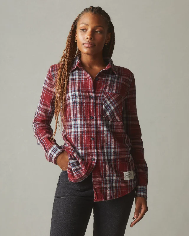 Fashion Women's Clothing Vintage Flannel - Bonfire Red Plaid