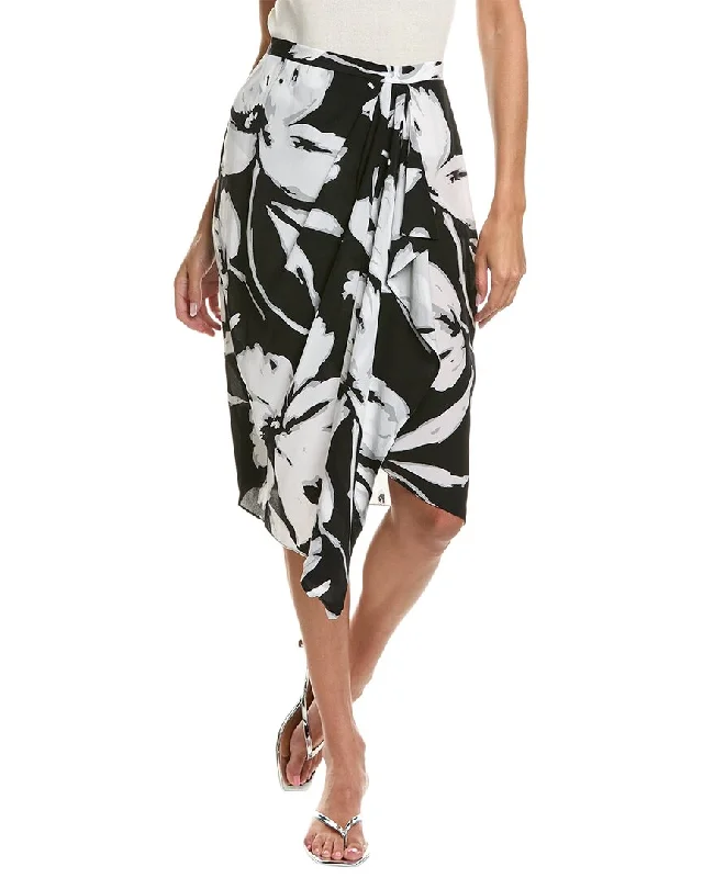 Chic Women's Attire Michael Kors Collection Floral Draped Silk Skirt