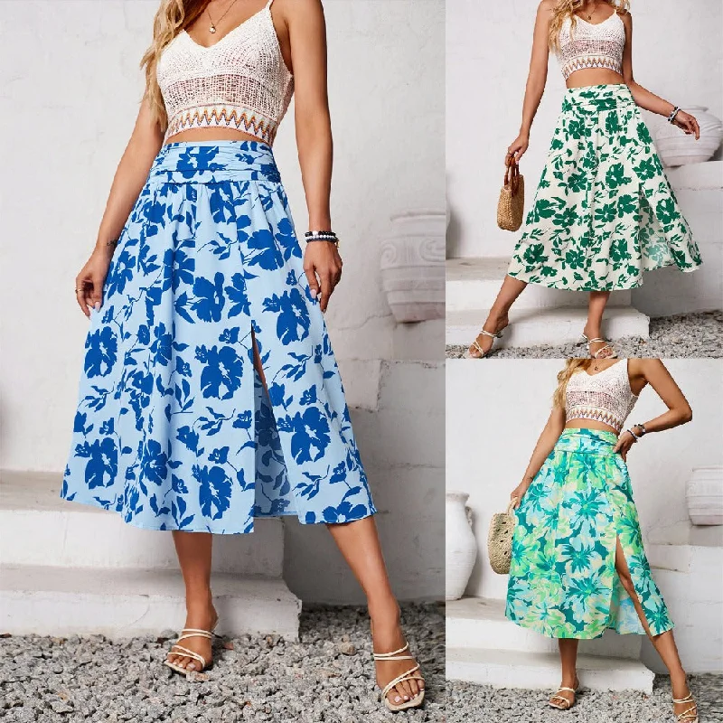 Women's Outerwear Clothing Womens Flowy Casual Summer Floral Skirt