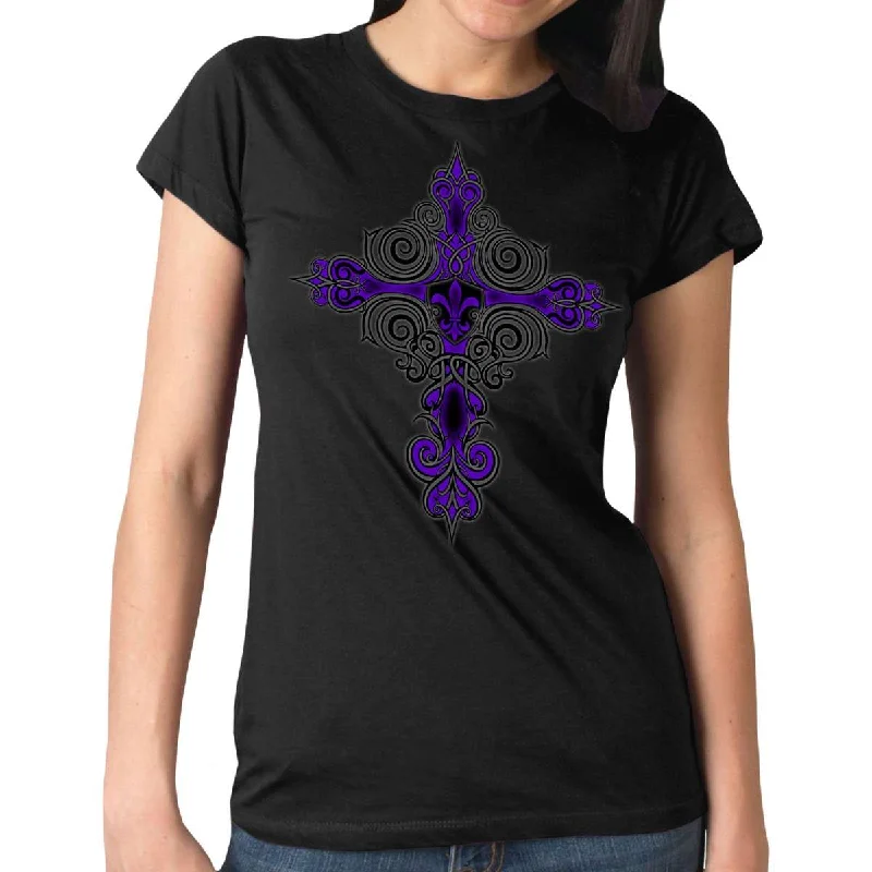 Women's Clothing for Every Season and Trend Hot Leathers Ladies Fleur De Lis T-Shirt GLR1522