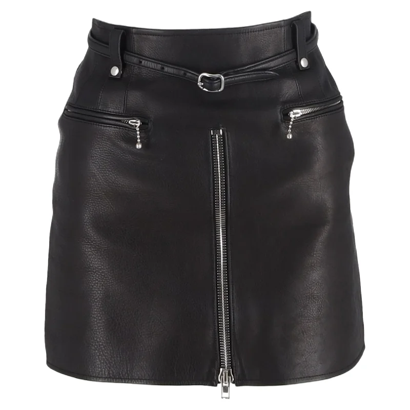 Comfortable Outfit For Women Alexander Wang Zipped Mini Skirt in Black Leather