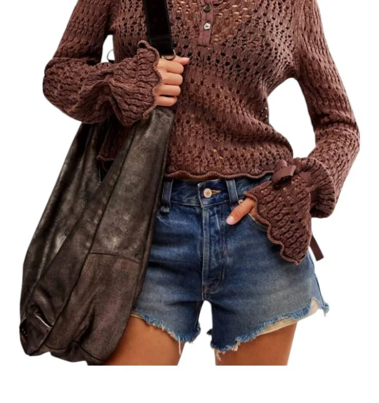 Women's Trendy Casual Outfit Pointelle Pullover Sweater In Chicory Coffee