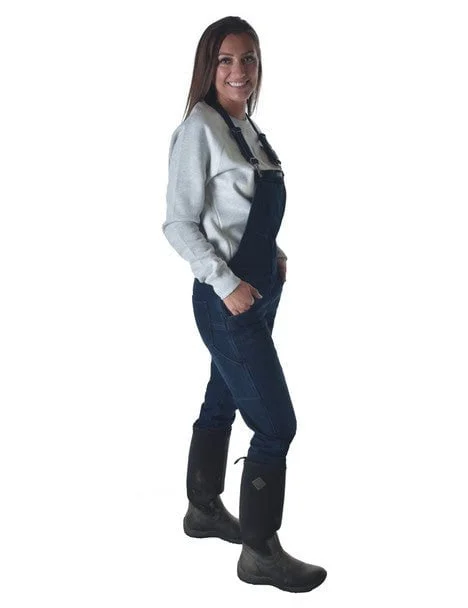 Online Clothing Boutiques Cowgirl Tuff Womens Winter Tuck In Dark Wash Cotton Blend Bib Overall