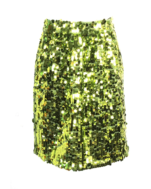 Affordable Women's Attire N°21 Mini Pencil Skirt With Side Pockets in Lime Green sequins