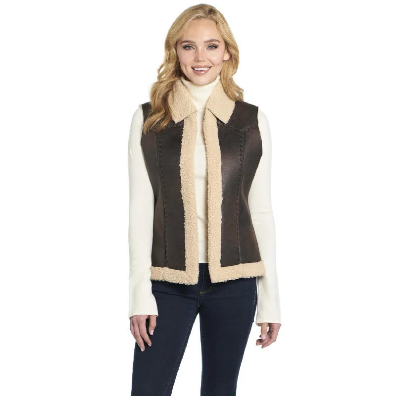 Charming Women's Clothes For Special Events Cripple Creek Womens Open Front Vanilla Bean Faux Shearling Faux Fur Vest