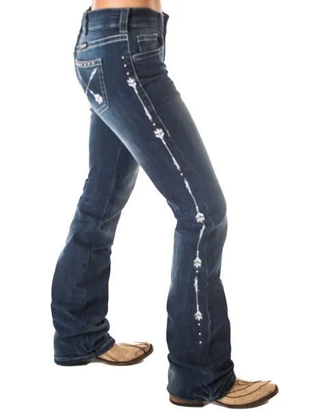 Chic Women's Outfit Cowgirl Tuff Womens Silver Arrows Medium Wash Cotton Blend Jeans