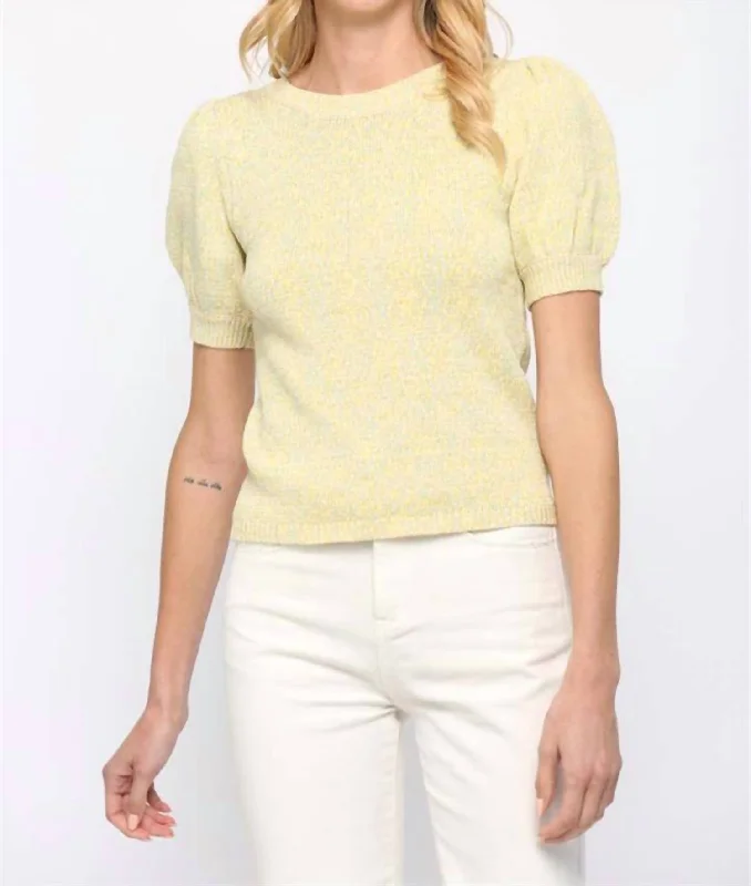 Casual Attire For Women Puff Sleeve Swater In Yellow