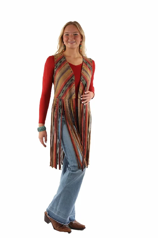 Women Wear Boutique Scully Womens Southwest Fringe Serape Polyester Vest