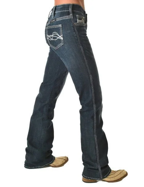 Classic Women's Clothing Styles Cowgirl Tuff Womens Another Level Medium Wash Cotton Blend Jeans