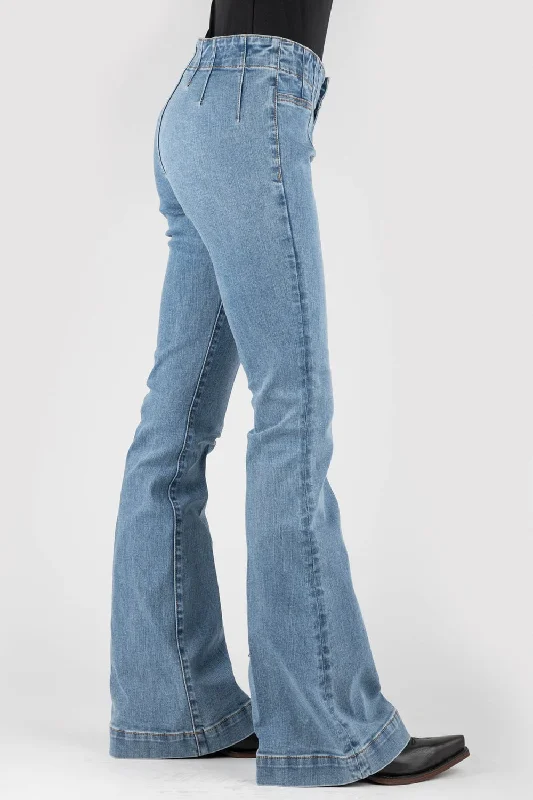 Women Fashion Stetson Womens 921 High Waist Darts Blue Cotton Blend Jeans