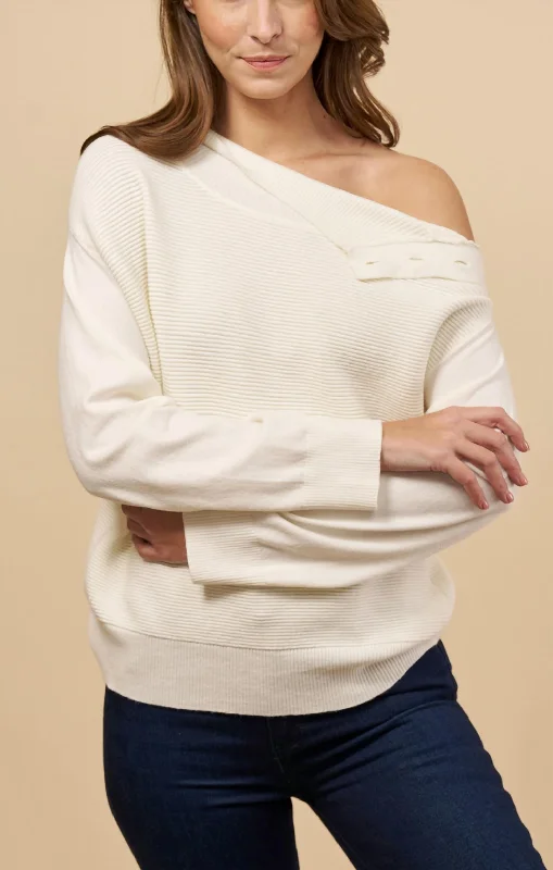 Sale Clearance Asymmetric Sweater In Cream