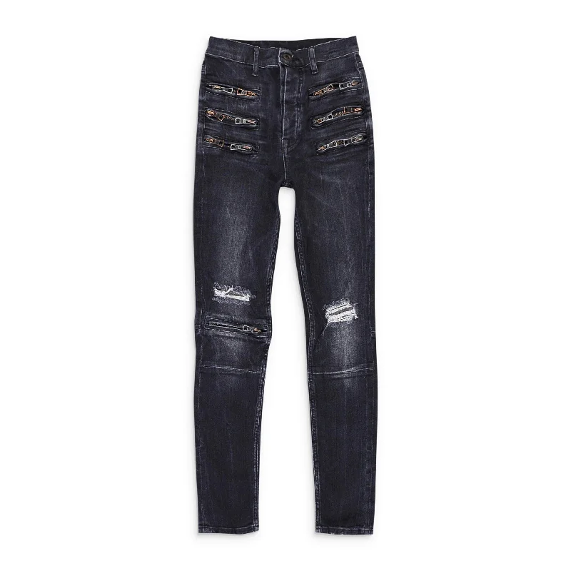 Women's Occasion Wear Clothes Unravel Project Denim Jeans Pants - Black
