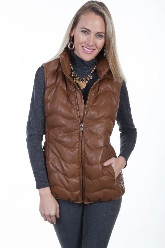 Modern Women's Clothes Scully Womens Cognac Soft Lamb Puffer Vest XXL