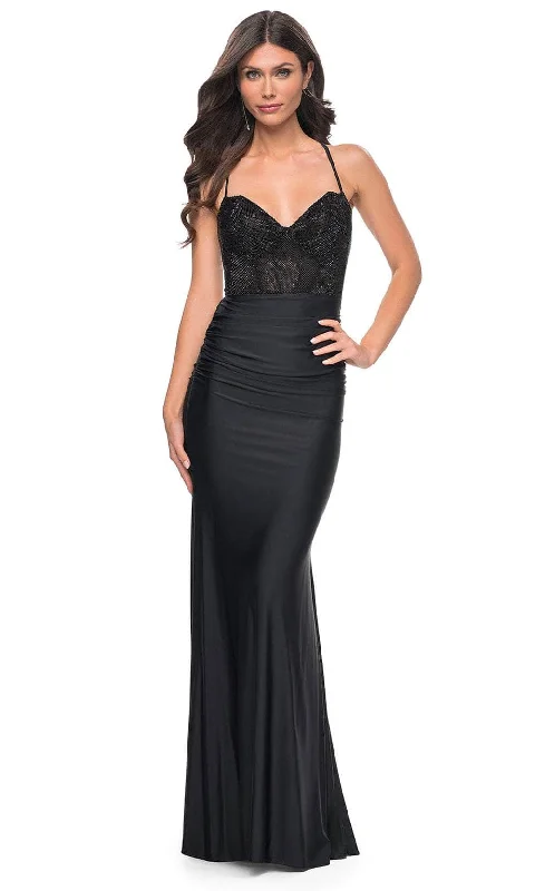 Women's Clothes For Special Occasions La Femme 32260 - Lace-Up Back Ruched Prom Gown