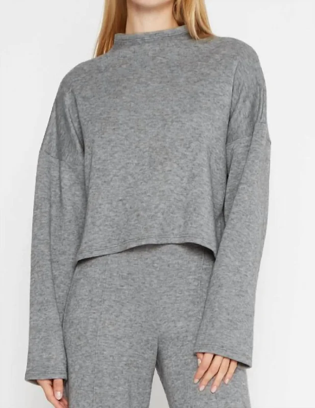 Sale On Sale Sweater Knit Funnel Neck Top In Heather Grey