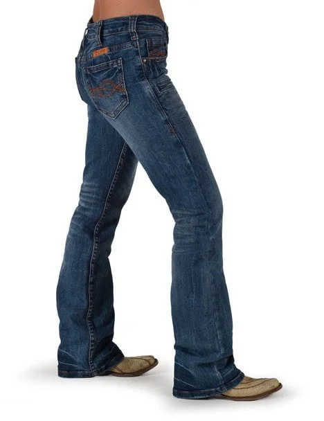 Women's Fashion Essentials Cowgirl Tuff Womens Earth Shattered Medium Wash Cotton Blend Jeans