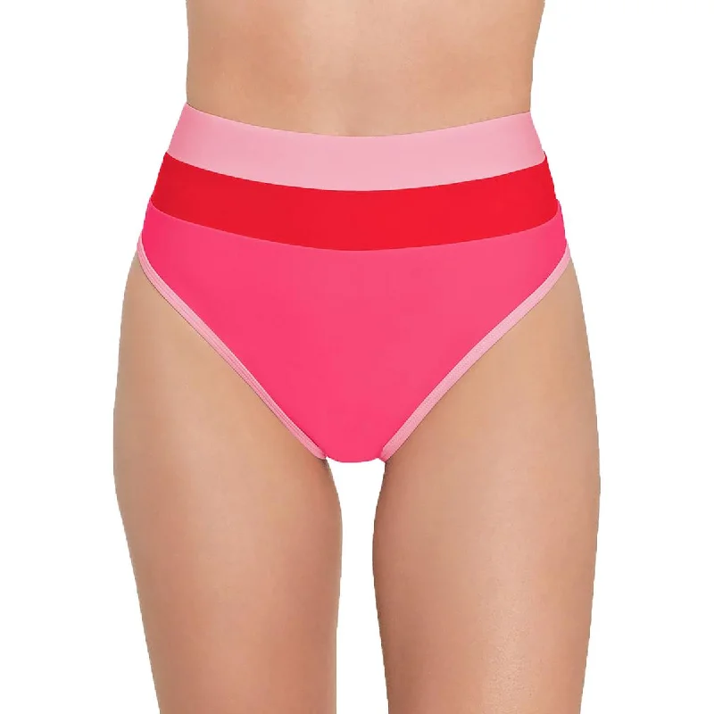 Women's Stylish Vacation Attire Juniors Womens High Waist Colorblock Swim Bottom Separates