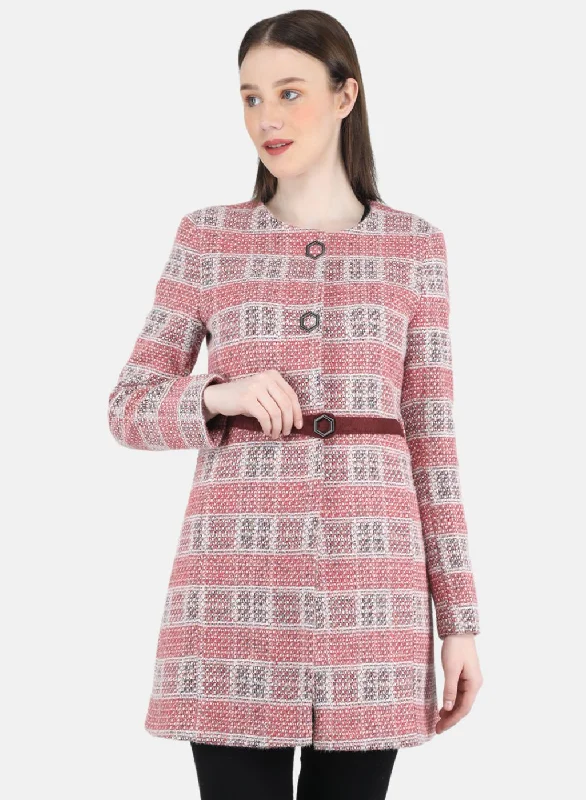 Clearance Sale Online Women Pink Check Coat