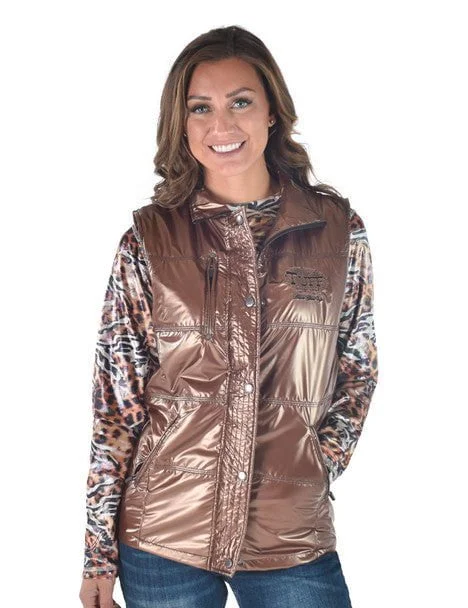 Online Boutique Stores Cowgirl Tuff Womens Midweight Logo Copper 100% Polyester Softshell Vest