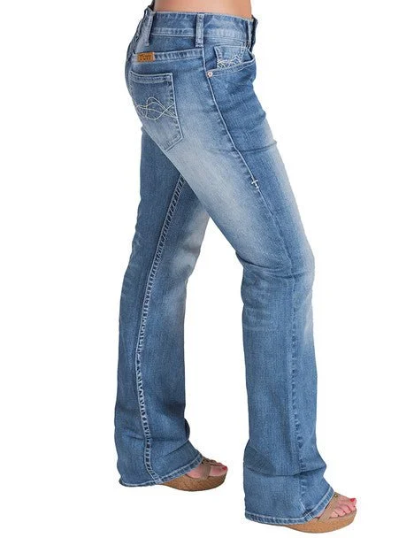 Plus Size Women's Fashion Cowgirl Tuff Womens Down Home Light Wash Cotton Blend Jeans