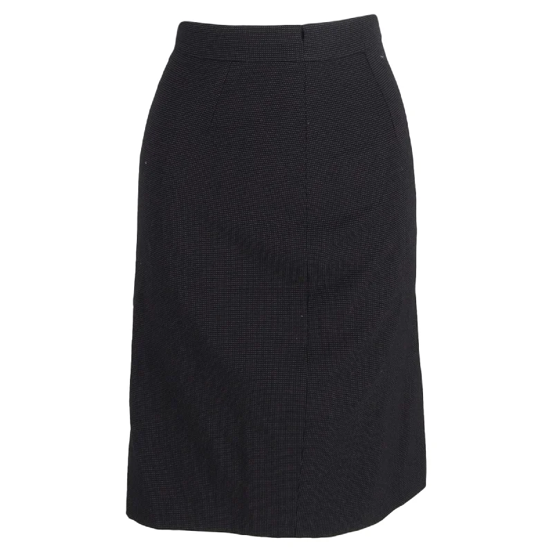 Unique Women's Fashion Pieces Escada A-Line Below-The-Knee Skirt in Black Wool