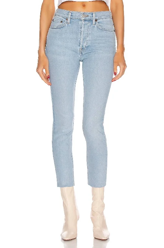Women's Comfortable Clothes For Weekends 90S High Rise Ankle Crop Jeans In Light 2