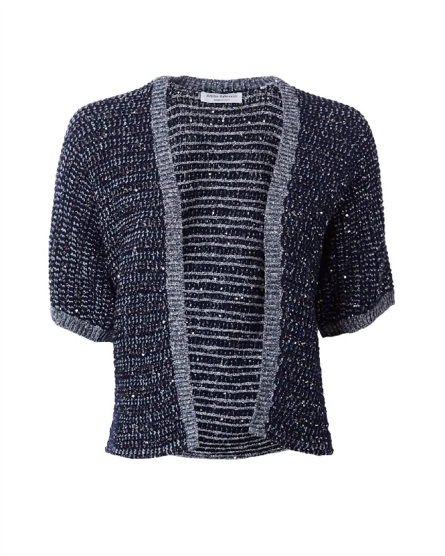 Women's Professional Attire Women Open Tweed Cardigan In Navy