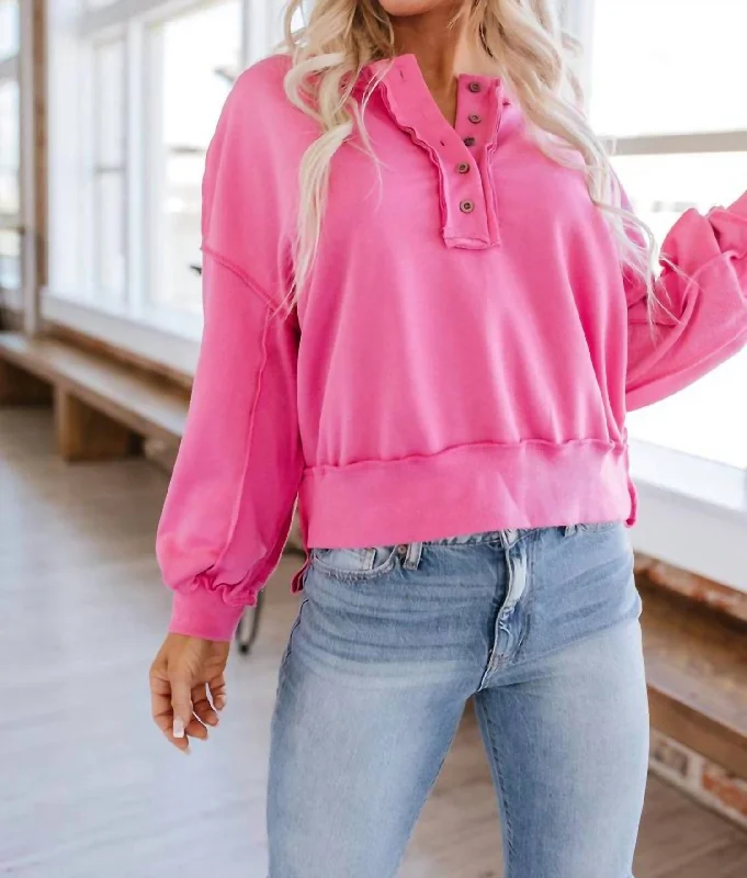 Exclusive Discount Macie Henley Sweatshirt In Strawberry Pink