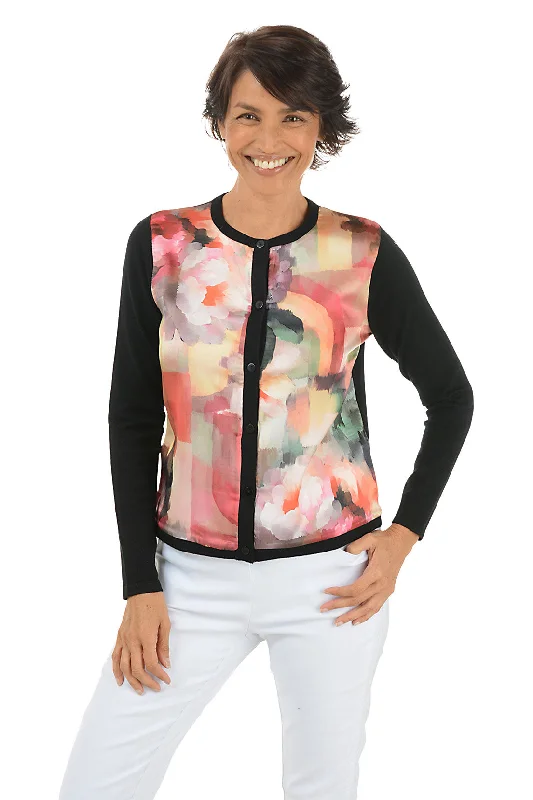 Fashion-forward Women's Wear Picture Window Silky Front Cardigan