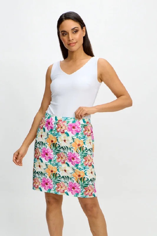 Flash Sales Today Emproved Women's Pull On Printed Skort - Hawaiian Flowers