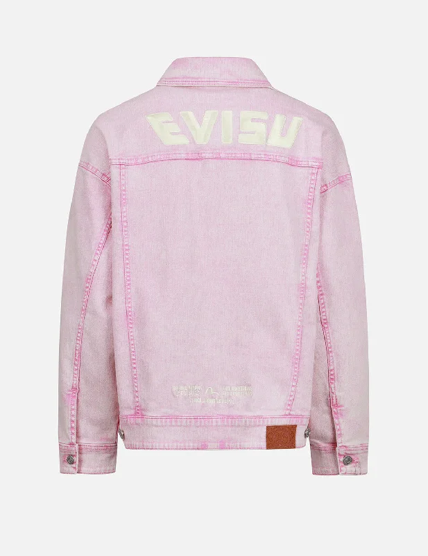 Online Boutique Stores Seagull Embroidery Fuchsia Denim Jacket